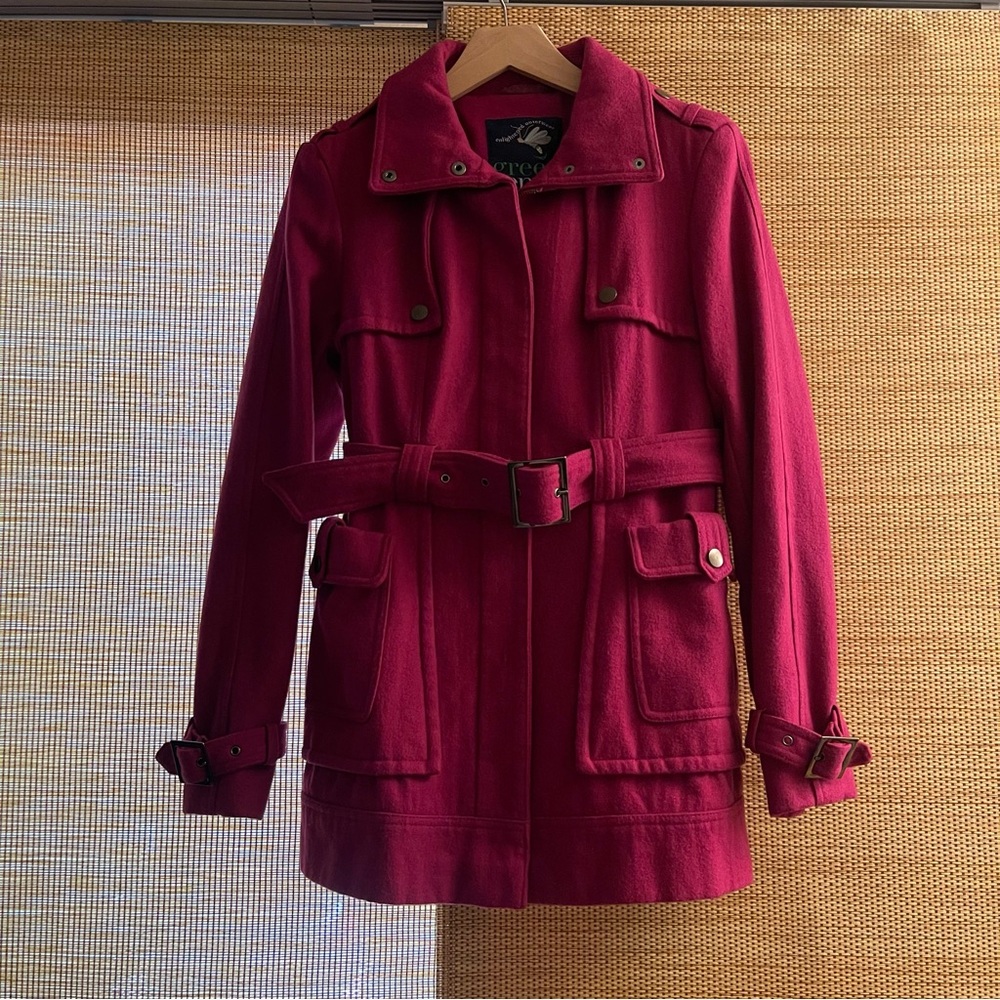 Chic Belted Trench Coat - Magenta